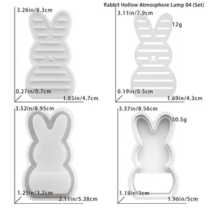 Detailed view of hollow rabbit atmosphere lamp silicone molds with precise dimensions
