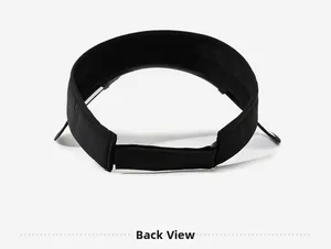 Rear view of black sun visor hat showing the adjustable hook and loop strap closure