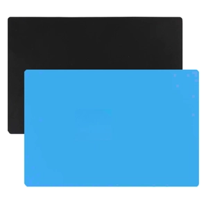 Extra large 70x50cm solid color silicone desk mat set in black and royal blue