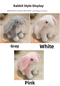 Detail showing soft European mink velvet fabric and PP cotton filling of bunny plush toys