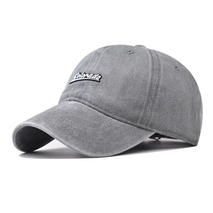 Washed grey cotton baseball cap with Colorado embroidery and vintage distressed finish