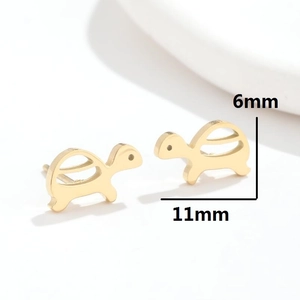 Minimalist gold stainless steel turtle stud earrings in a high-quality polished finish