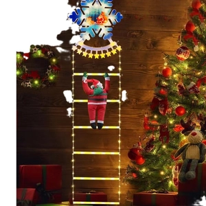 Outdoor LED Christmas Santa climbing ladder lights with waterproof warm glow for garden decor