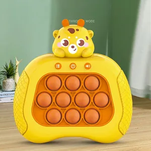 Giraffe-themed fast push puzzle game machine with 10 orange silicone bubble buttons
