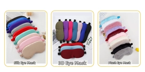 Detailed comparison of satin piped, 3D contoured, and plush fabric sleep eye masks
