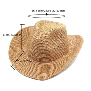 Chapeau de cowboy en paille à larges bords avec paillettes pour protection solaire