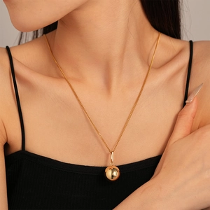 Collier Pendentif Boule Minimaliste Acier Inoxydable Géométrique Poli Miroir Bijoux De Mode Pour Femmes Élégant