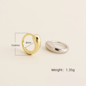 Minimalist S925 sterling silver hoop earrings in gold and silver finish, 10.8mm drop style