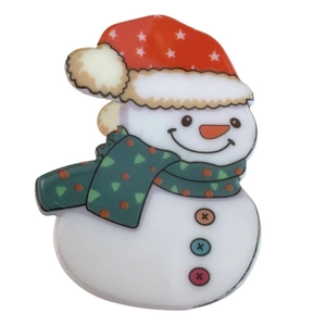Cute acrylic snowman hair claw clip with red Christmas hat and green scarf for women
