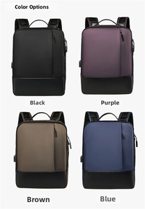 Multicolor business laptop backpacks featuring waterproof fabric and external USB charging port