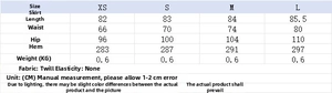 Size chart for double-breasted suit set including measurements for XS, S, M, L