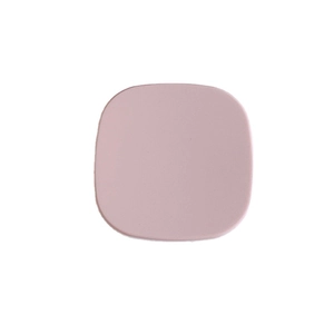 Minimalist square contact lens case in matte pink with a smooth rectangular finish