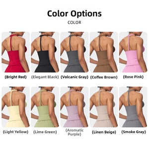 Detailed color options for the high-stretch racerback V-neck sports bra and yoga top