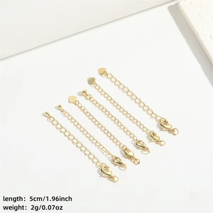 Golden heart extension chain with lobster clasp for DIY jewelry, 5cm length detail