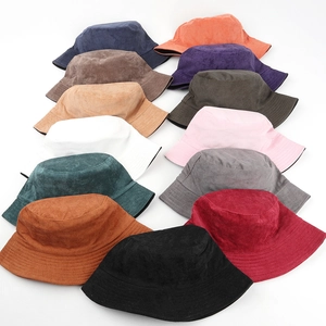Collection of colorful corduroy double-sided bucket hats for men and women in various shades