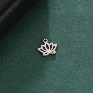 Polished 304 stainless steel lotus flower pendant with hollow cut-out design