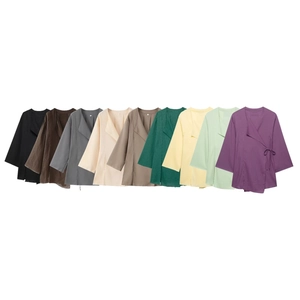 Damen Outfits Wickeloberteil Langarm Und Kordelzug Weite Hose Lässig Einfarbig Gewebtes Polyester