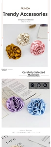 Detail of elegant satin rose scrunchies in champagne, pink, gold, purple and blue colors