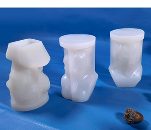 Three-piece set of translucent silicone molds for Venus and David bust candle making