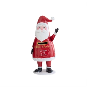 Festive red metal Santa mailbox decor with Merry Christmas and Letters to Santa text
