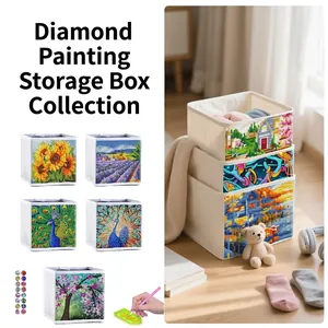 DIY 5D Diamond Painting Storage Box Foldable Non-Woven Fabric Organizer Bin Rhinestone Art Craft Home Decoration