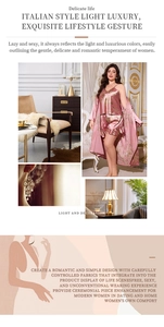 Detailed view of luxury pink satin three-piece sleepwear set with floral patterns
