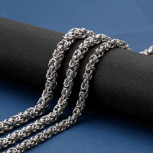 Byzantine Chain Necklace Stainless Steel Woven Hip Hop Retro Industrial Style Jewelry For Men