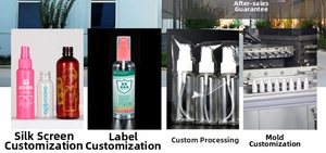 Collage of PET cosmetic bottles showing custom screen printing and labeling services