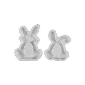 Set of 2 hollow rabbit and egg silicone molds for DIY Easter resin crafts and pendants