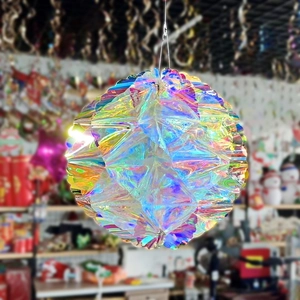 Irisierende PVC-Regenbogenfolie Hängedeko mit buntem Laserkugel-Design für Feste