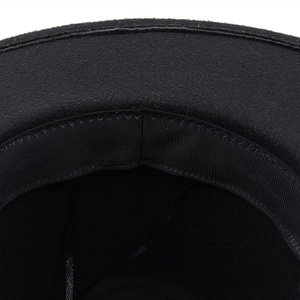 Black wool felt party hat featuring reflective mirror sequins and rivet detailing
