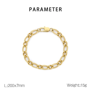 Detailansicht einer 200x7mm goldenen Edelstahlkette mit Gewichts- und Größenparametern