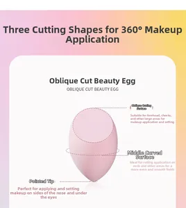 Macro detail of pink makeup sponge with specialized functional areas for precise application