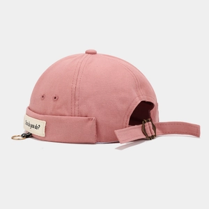 Berretto docker retrò rosa antico in tela con anello metallico e cinturino regolabile