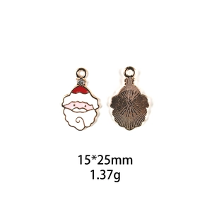 Front and back detail of Santa Claus enamel charm with 15x25mm size and 1.37g weight specs