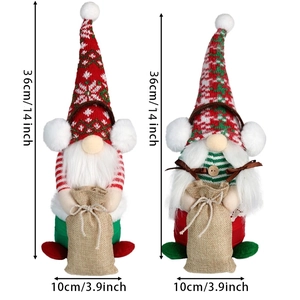 Weihnachtswichtel Plüschpuppen mit Strickmützen und Sackleinen, 36 cm hoch