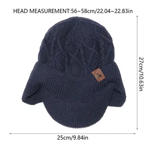 Guide des tailles pour bonnet d'hiver en tricot avec mesures de 56-58cm de tour