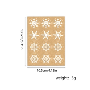 Christmas snowflake stickers on kraft paper measuring 13.5x10.5cm for holiday DIY decor