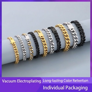 Cuban Link Bracelet Stainless Steel High Polished Square Buckle Punk Hip Hop Jewelry Gift For Men
