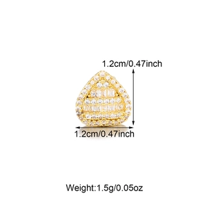 Detailed view of a gold-plated hip hop tooth cap showing 1.2cm size and 1.5g weight info