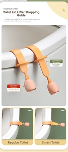 Orange tulip toilet lid lifter in standard and long sizes for sanitary bathroom use