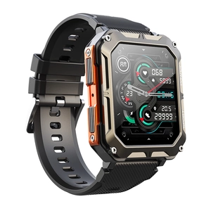 Rugged C20PRO outdoor smartwatch with heart rate tracker and black silicone strap