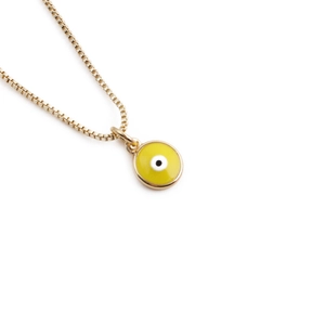 Collana a catena a scatola dorata con ciondolo occhio del diavolo in smalto giallo