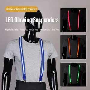 Luminous LED safety suspenders made of durable nylon with high visibility reflection