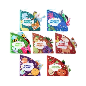 Set de 7 libros de tela para bebés para educación temprana con temas de animales y bosque