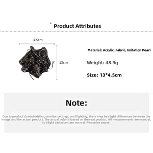 Detailed view of acrylic fabric bow hair claw clip with pearls and floral print dimensions