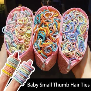 Kids High Elastic Hair Ties Nylon Seamless Ponytail Holders Macaron Candy Color Damage Free For Toddler Baby Girls