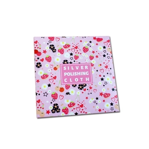 Pink cartoon silver polishing cloth for jewelry maintenance in square strawberry packaging