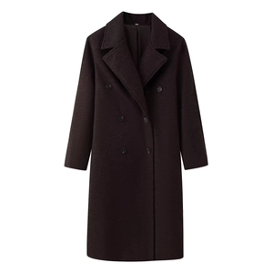 Manteau En Mélange De Laine À Double Boutonnage Pour Femmes Col À Revers Manches Longues Élégant Décontracté Veste