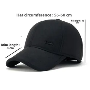 Detail view of winter baseball cap with SYL logo and 8cm brim for elderly men